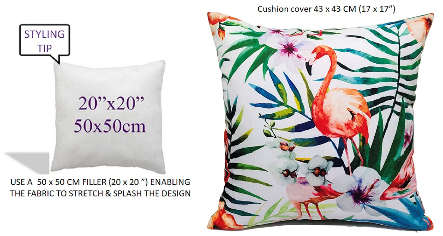 Flamingo Pattern Waterproof Outdoor & Indoor Cushions Hollowfibre Filled Weather-Resistant Decorative Patio Garden Cushions by OLIVIA ROCCO