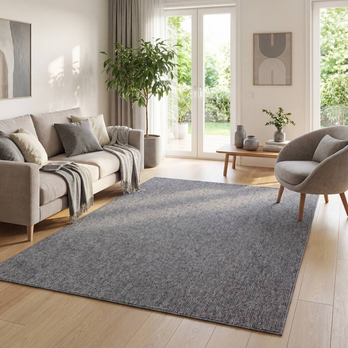 Flex Grey Low Pile Solid Rug