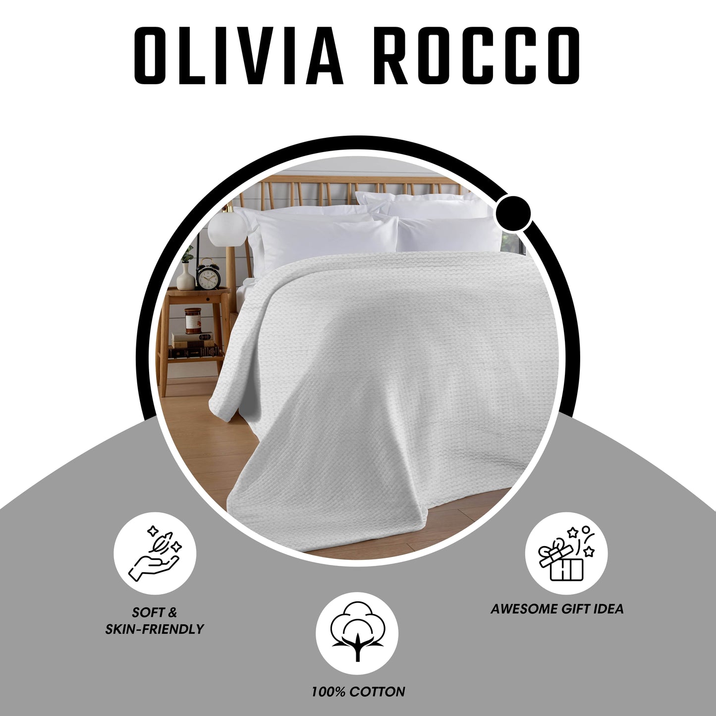 Florian Checked Throw Blanket White Bedspread for Sofas Armchairs Sofa Settee Couch Beds & Couches by OLIVIA ROCCO