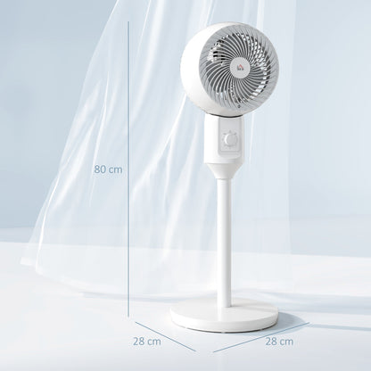 HOMCOM 9'' Air Circulator Fan 3 Speed, 70\'c2\'b0 Oscillation 90\'c2\'b0 Vertical Tilt, Carry Handle, Pedestal Fan, Pedestal Fan for Living Room, Bedroom, Office, White