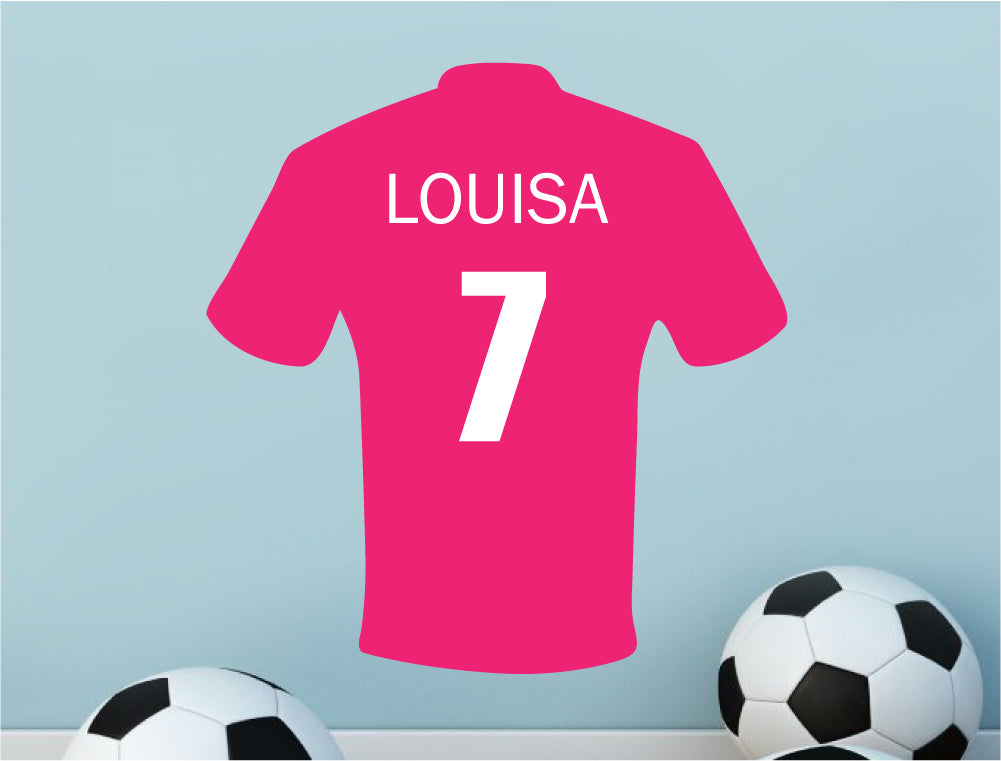 Personalised Football Shirt Wall Sticker – Custom Name & Number Kids Wall Decor