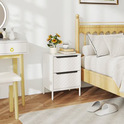 HOMCOM Chest of Drawers, Dresser with 2 Fabric Drawers and Aluminium Handles - White