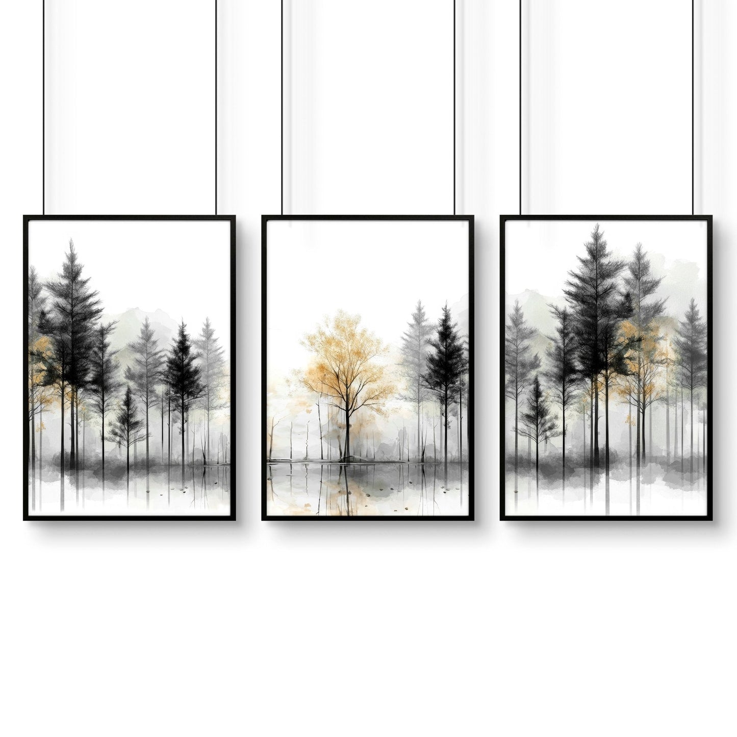 Framed Wall Art Set of 3 | Set of 3 Asian Inspired Wall art Prints