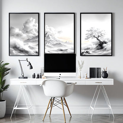 Framed Wall Art Sets of 3 | Set of 3 Asian Inspired Wall art Prints