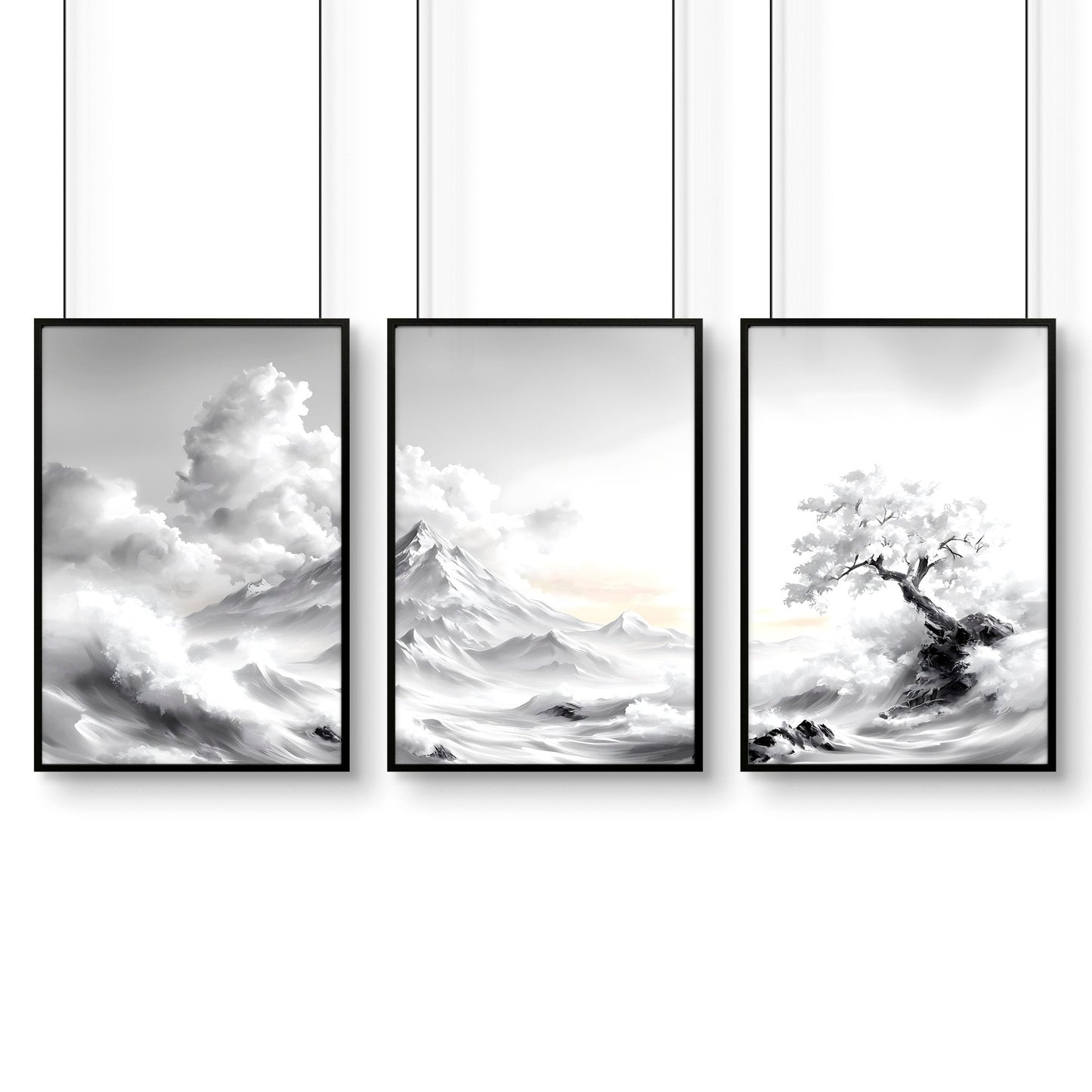 Framed Wall Art Sets of 3 | Set of 3 Asian Inspired Wall art Prints