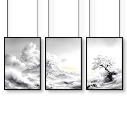 Framed Wall Art Sets of 3 | Set of 3 Asian Inspired Wall art Prints