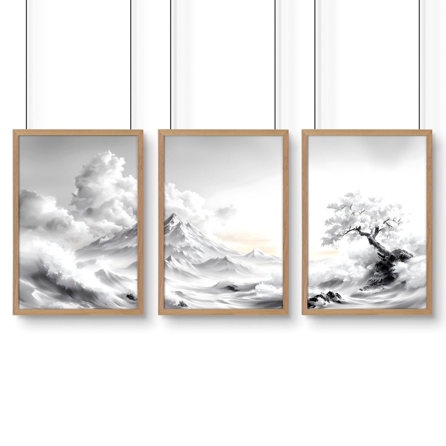 Framed Wall Art Sets of 3 | Set of 3 Asian Inspired Wall art Prints