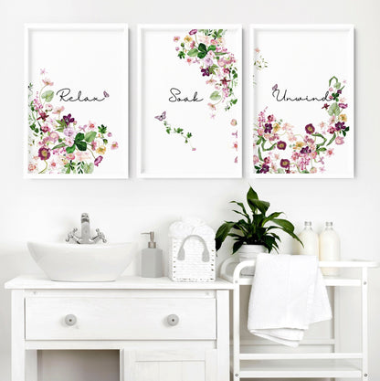 French style country bathrooms | Set of 3 framed wall art