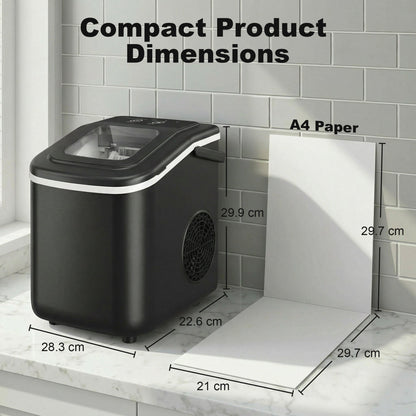 HOMCOM Countertop Ice Maker Machine 9 Cubes in 7 Mins Portable Ice Machine Ice Scoop and Basket 2 Sizes Black