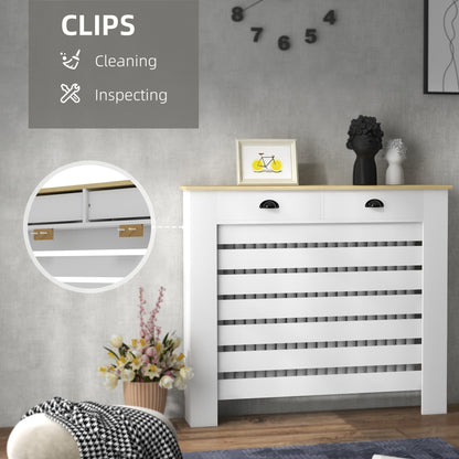 HOMCOM 95.5H x 111Wcm Radiator Cover, with Drawer - White