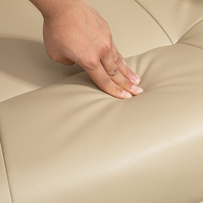 HOMCOM Faux Leather Armchair, with 145\'c2\'b0 Reclining Back and Footrest - Cream