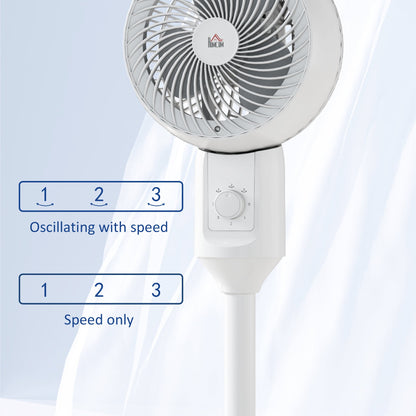 HOMCOM 9'' Air Circulator Fan 3 Speed, 70\'c2\'b0 Oscillation 90\'c2\'b0 Vertical Tilt, Carry Handle, Pedestal Fan, Pedestal Fan for Living Room, Bedroom, Office, White