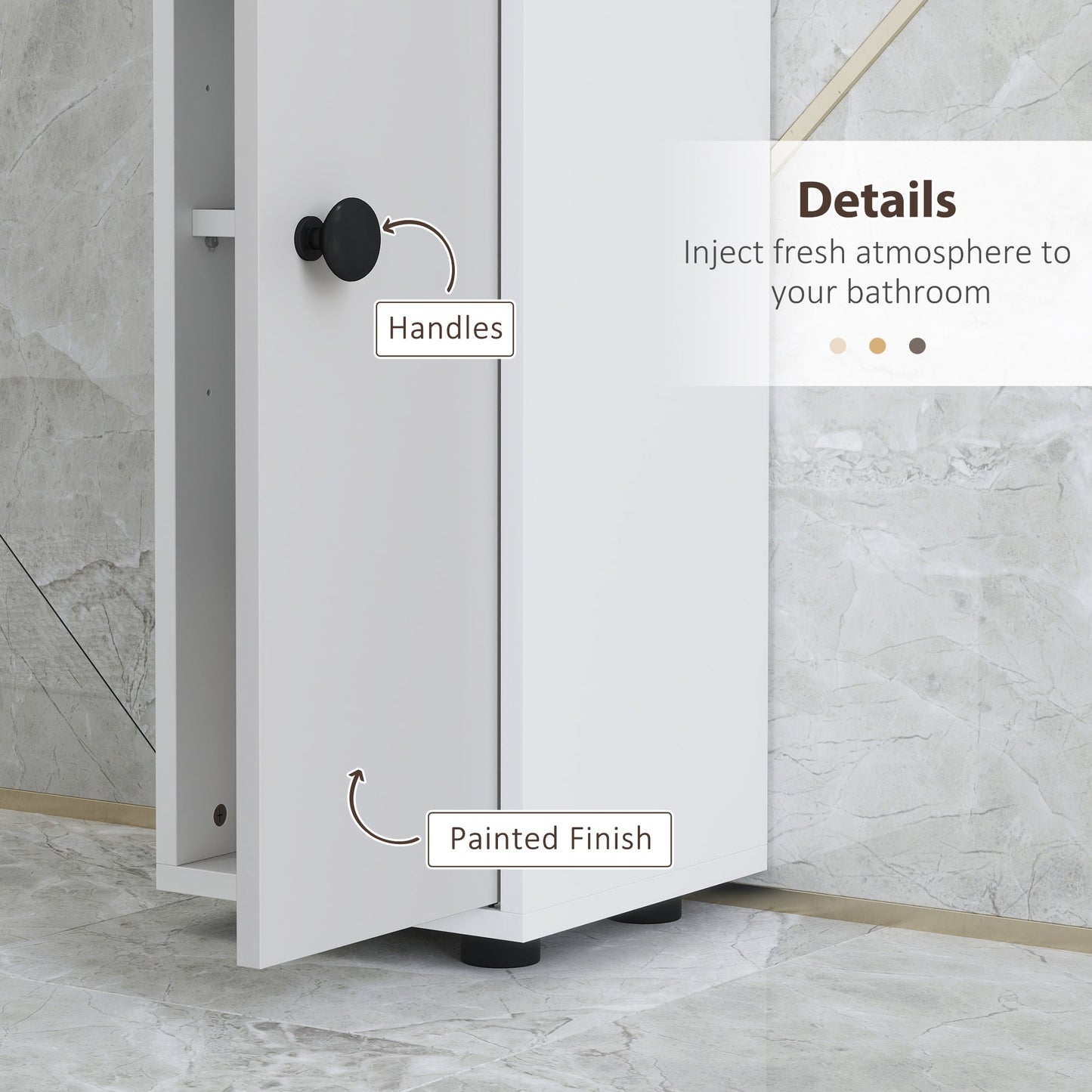 kleankin 180cm Slim Bathroom Cabinet, with Drawer, Shelves and Cupboards - Light Grey