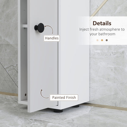 kleankin 180cm Slim Bathroom Cabinet, with Drawer, Shelves and Cupboards - Light Grey