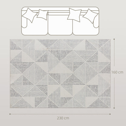 HOMCOM Modern Area Rug, Geometric Pattern Non-Slip Washable Rug, Soft Floor Carpet for Living Room, Bedroom, Dining Room, Home Office, 230 x 160 cm, Grey
