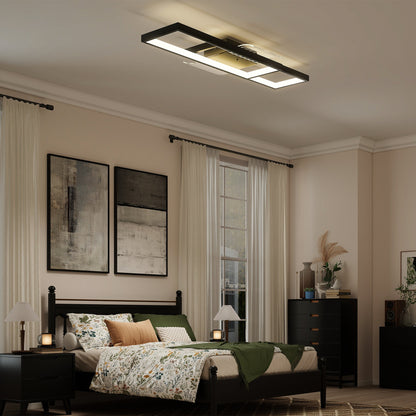 HOMCOM LED Ceiling Light, Modern Dimmable Ceiling Light with Wall Switch & Remote Control, Flush Mount Fixture Lamp with 3000-6000K Colour Temperatures for Living Room, Bedroom, Black