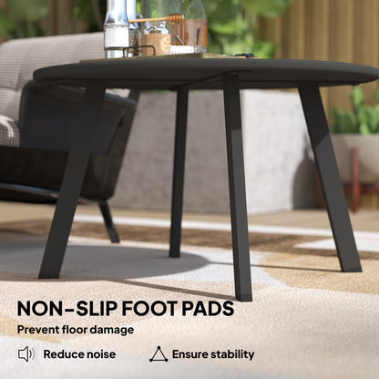 Outsunny 70cm Round Coffee Table, Outdoor Garden Table with Non-Slip Foot Pads and Metal Frame for Garden, Terrace, Balcony, Living Room, Black