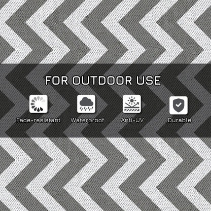 Outsunny Reversible Outdoor Rug, 1.2 x 1.8m Patio Carpet, Waterproof Plastic Rug for Garden, Deck, Picnic, Beach, Camping, Grey and White