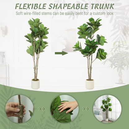 HOMCOM 180cm Artificial Fiddle Leaf Fig Tree - Green