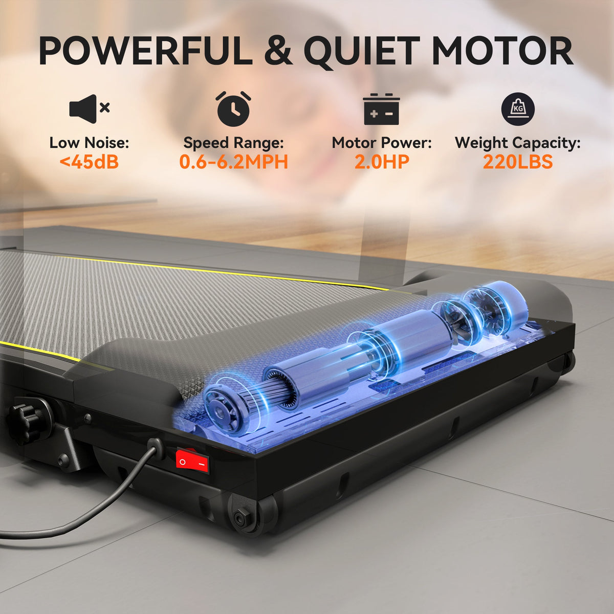 SPORTNOW Folding Treadmill Walking Pad, 2HP Portable Under Desk Treadmill with Handle, Running Jogging Walking Machine