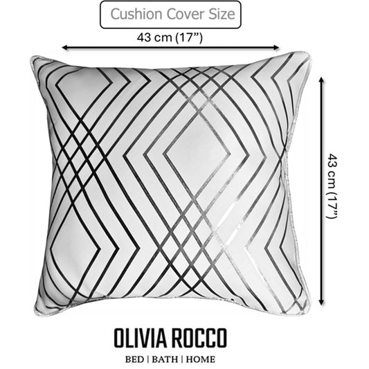 OLIVIA ROCCO Geo Sparkle Cushion Covers 2 Pack Geo White Decorative Pillow Cases For Sofa Bed Chair Lounge With Metallic Foil Detail