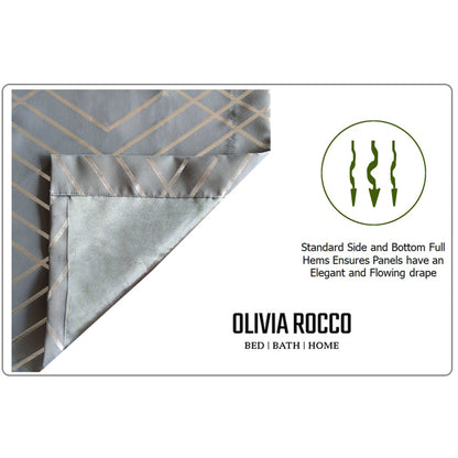 Geometric Silver Sparkle Blackout Curtains Soft Thermal Insulated Eyelet Ring Top Living Room & Bedroom Drapes by OLIVIA ROCCO