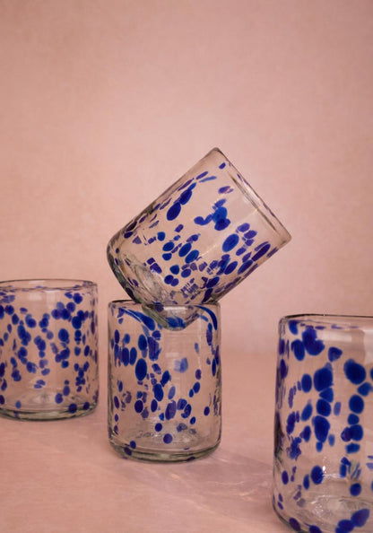 Louisa Confetti Tumbler, Blue - Set of 4