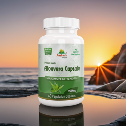 Aushadh Aloe vera Capsules (Ghritkumari, Kumari) Digestive Comfort & Skin Support - Vegan, Gluten Free, Non-GMO, 60 Capsules