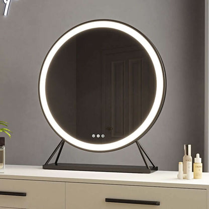 Grace Round Hollywood Mirror Black 60x67cm
