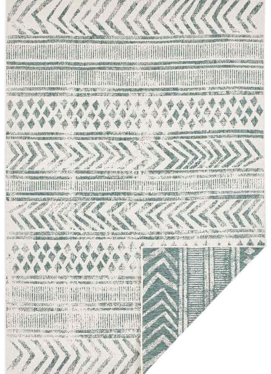 Indoor-Outdoor Reversible Geometric Green Rug