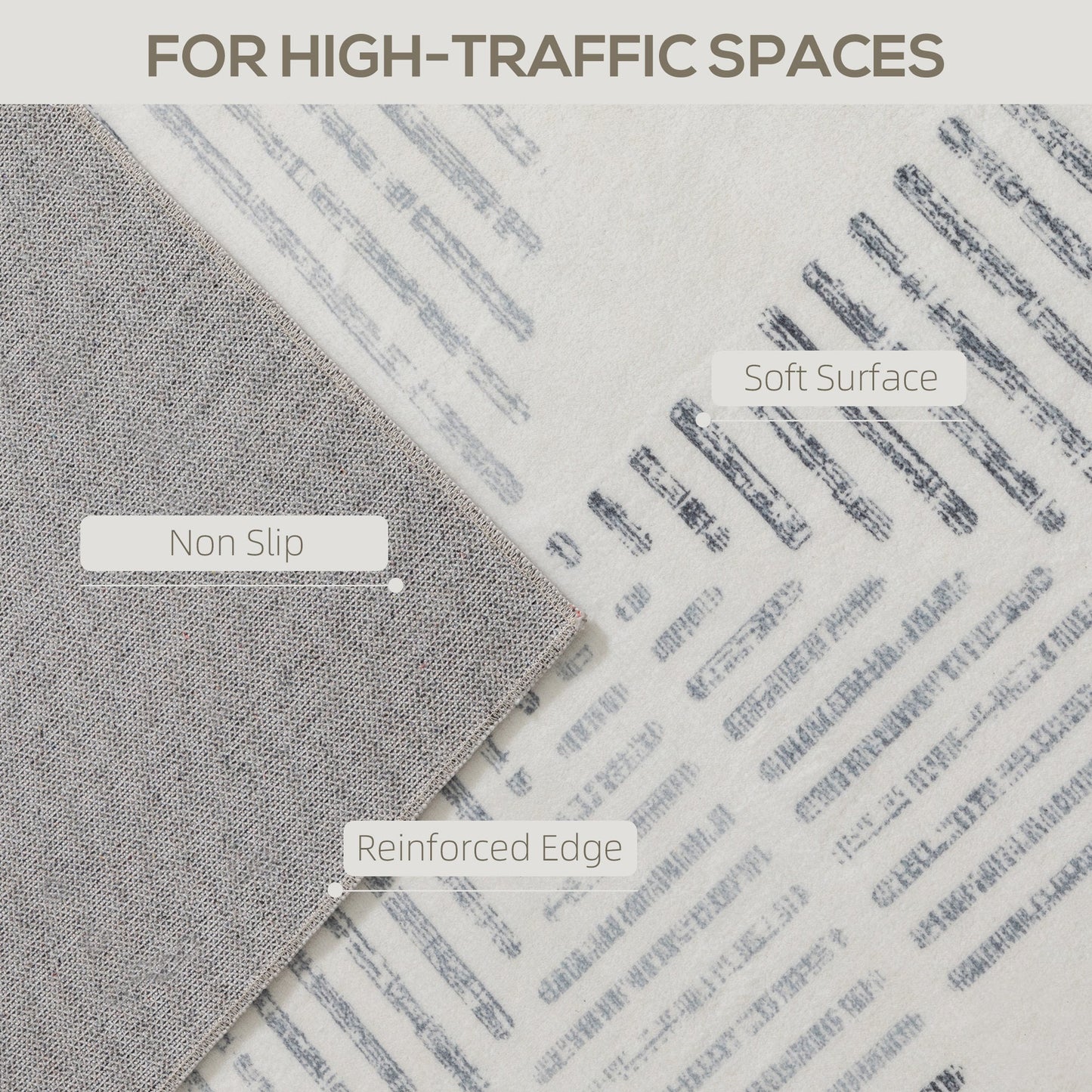 HOMCOM Modern Area Rug, Geometric Pattern Non-Slip Washable Rug, Soft Floor Carpet for Living Room, Bedroom, Dining Room, Home Office, 230 x 160 cm, Grey