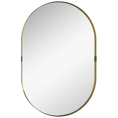 HOMCOM Wall Mirror, Bathroom Mirror with Elevated Aluminium Alloy Frame, 60 x 90 cm, Gold Tone