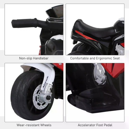HOMCOM Electric Motorbike for Kids Ride on BMW Motorbike W/Headlights and Music, 6 V-Red