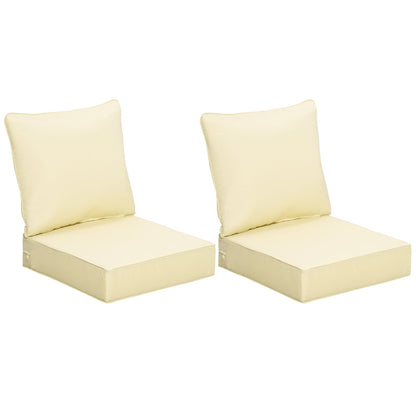 Outsunny 4 Pieces Outdoor Seat and Back Cushion Set Patio Deep Seating Chair Replacement Cushion, Beige