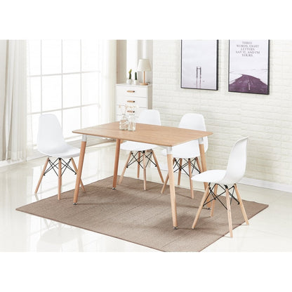 Halo Dining Table and Ghost Chair Set for 4 - Eiffel Plastic Chairs and a Rectangle Dining Table