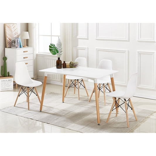Halo Dining Table and Ghost Chair Set for 4 - Eiffel Plastic Chairs and a Rectangle Dining Table