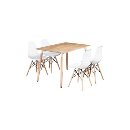 Halo Dining Table and Ghost Chair Set for 4 - Eiffel Plastic Chairs and a Rectangle Dining Table