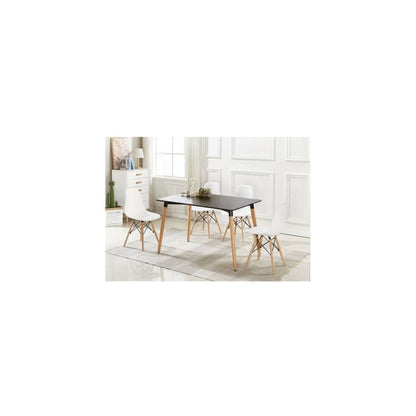 Halo Dining Table and Ghost Chair Set for 4 - Eiffel Plastic Chairs and a Rectangle Dining Table