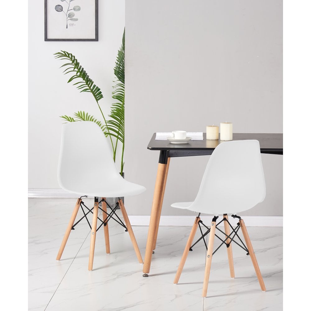 Halo Dining Table and Ghost Chair Set for 4 - Eiffel Plastic Chairs and a Rectangle Dining Table