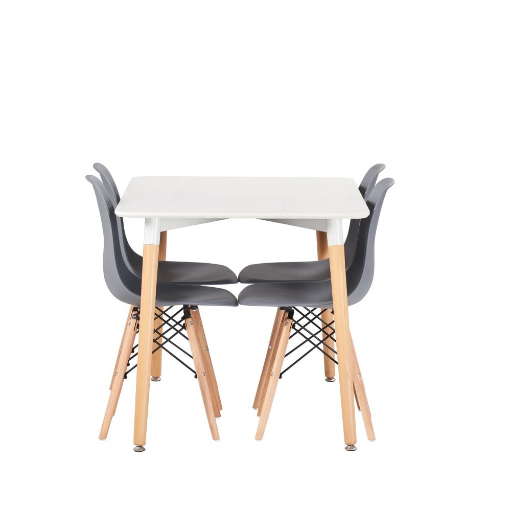 Halo Dining Table and Ghost Chair Set for 4 - Eiffel Plastic Chairs and a Rectangle Dining Table