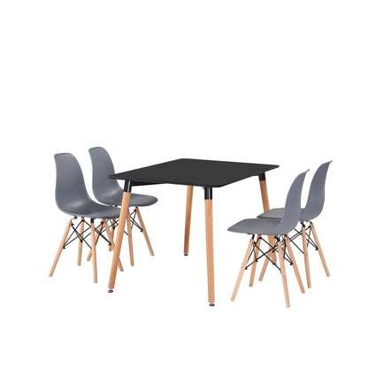 Halo Dining Table and Ghost Chair Set for 4 - Eiffel Plastic Chairs and a Rectangle Dining Table