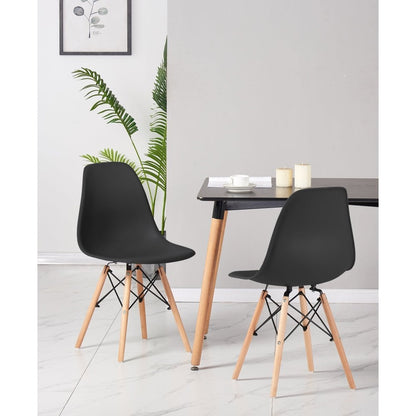 Halo Dining Table and Ghost Chair Set for 4 - Eiffel Plastic Chairs and a Rectangle Dining Table