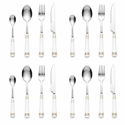 Heritage Gold 16-Piece Cutlery Set – White
