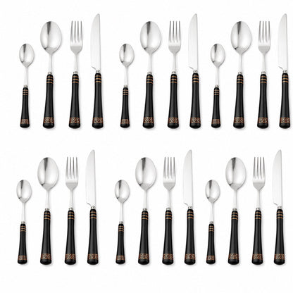 Heritage Gold 24-Piece Cutlery Set – Black