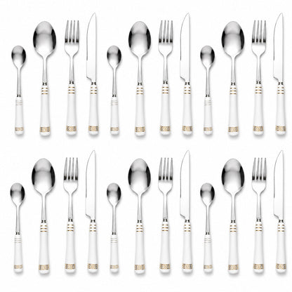 Heritage Gold 24-Piece Cutlery Set – White