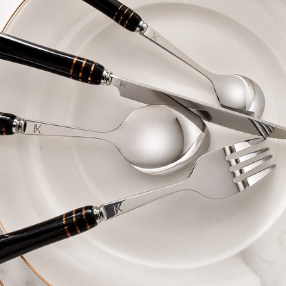 Heritage Gold 16-Piece Cutlery Set – Black