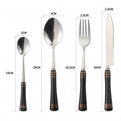 Heritage Gold 16-Piece Cutlery Set – Black