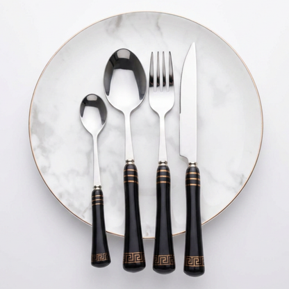 Heritage Gold 16-Piece Cutlery Set – Black