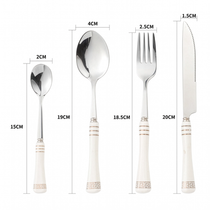 Heritage Gold 16-Piece Cutlery Set – White