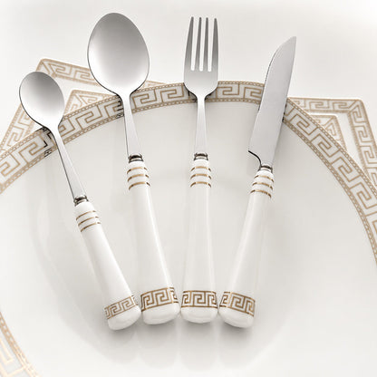 Heritage Gold 16-Piece Cutlery Set – White